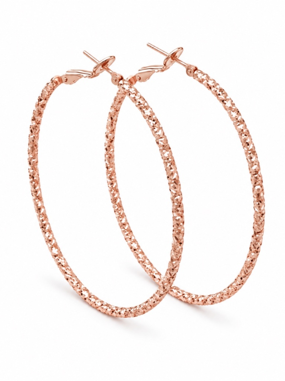 Rose-Gold-Tone Textured Hoop Earrings